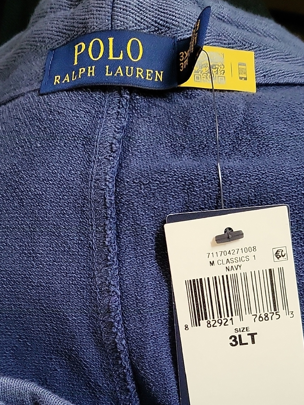 Polo Ralph Lauren Big And Tall Mens Spa Terry shorts pony logo Size 3XLT Blue - Picture 6 of 6